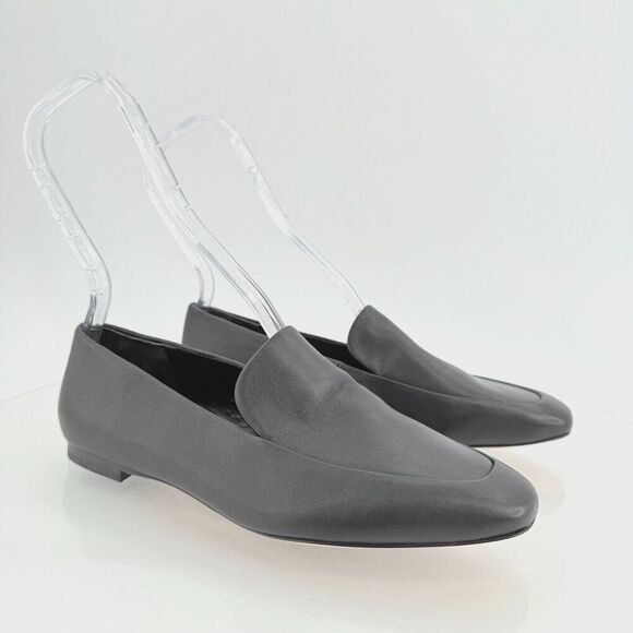 Vince Womens Brette Leather Slip On Loafer Flats Size 7 M Black Leather - Picture 1 of 14
